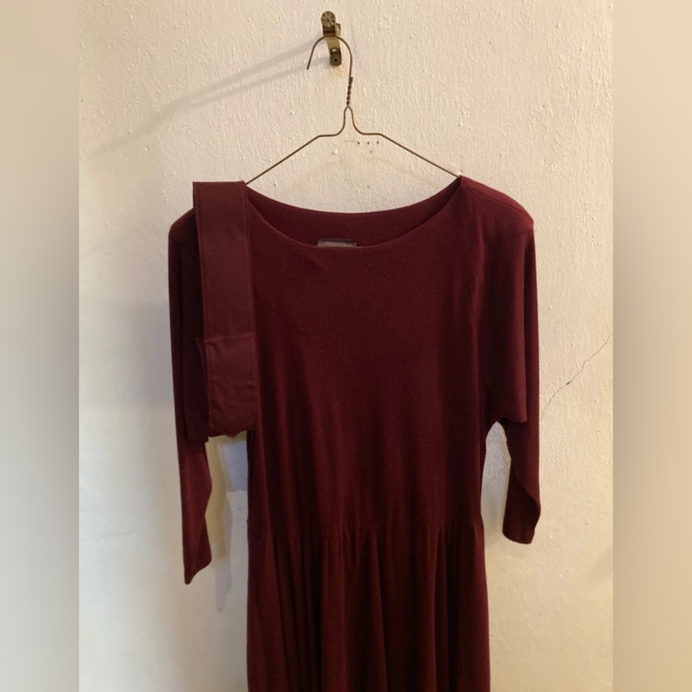 Wild Rose Women’s Maroon Long-Sleeve Dress, 11/12, Simulated Alligator Belt